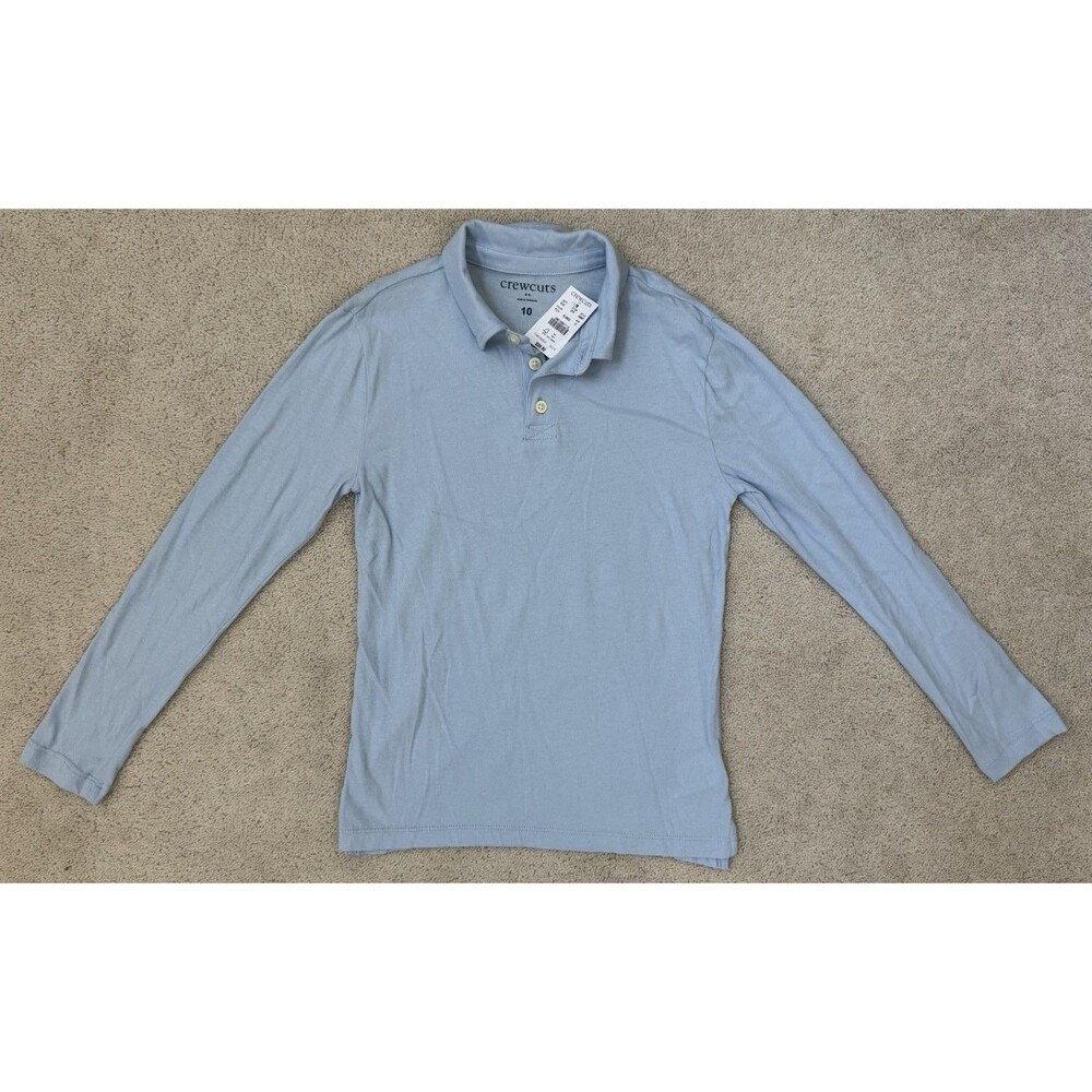 NWT's Crewcuts by JCrew Boys 10 Light Blue 100% Cotton Long Sleeve Polo Shirt